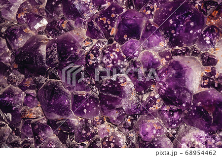 Semiprecious gemstone of amethyst with calcite Semiprecious gemstone of amethyst with calcite 68954462