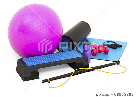 Fitness, aerobic sports equipments. 3D rendering 68955885