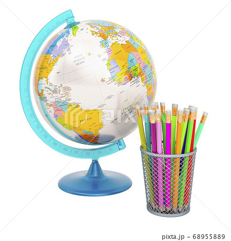 Political World Globe and colored pencils 68955889