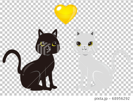 黒猫と白猫のイラスト素材 [68956292] - PIXTA