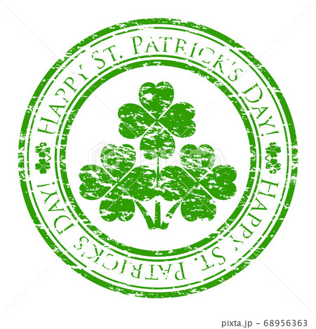 grunge rubber stamp with four-leaves clover grunge rubber stamp with four-leaves clover 68956363