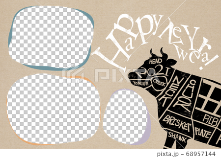 丑年のフォトフレーム年賀状 - 複数のバリエーションあり 68957144