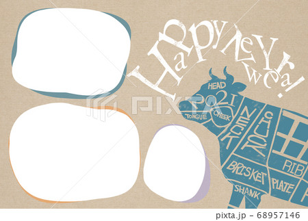 丑年のフォトフレーム年賀状 - 複数のバリエーションあり 68957146