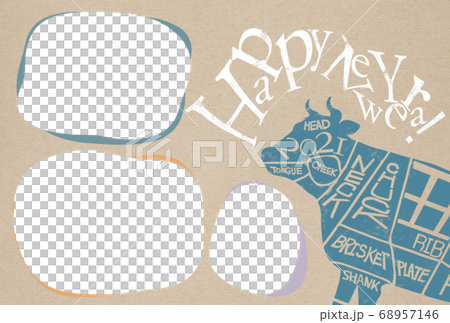 丑年のフォトフレーム年賀状 - 複数のバリエーションあり 68957146