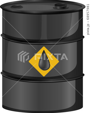 Black oil barrels with crude sign isolated on 68957981