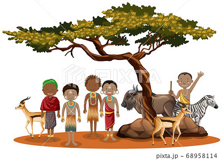 Ethnic people of African tribes character 68958114