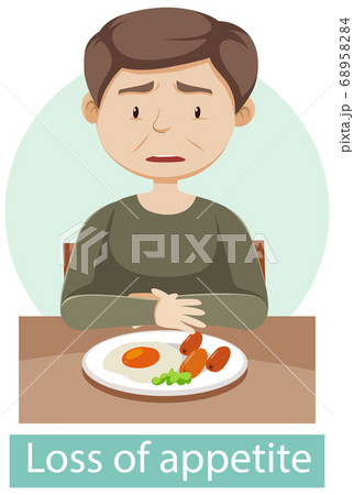Cartoon character with loss of appetite symptoms 68958284