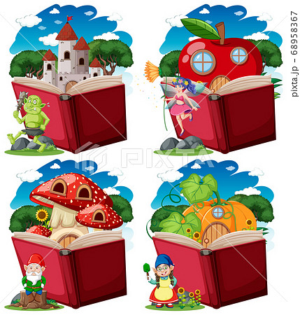 Set of fantasy character with pop up book cartoon Set of fantasy character with pop up book cartoon 68958367