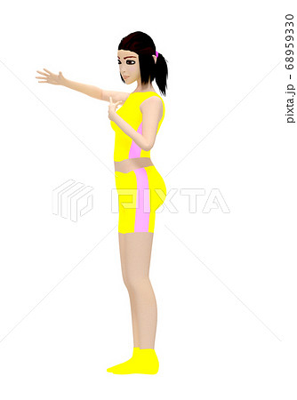 二の腕をマッサージする女性、3Dレンダリング 68959330