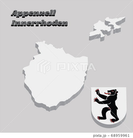 3D Map outline and Coat of arms of Appenzell innerrhoden, 68959961