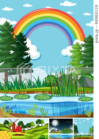 Four different scenes in nature setting cartoon 68960139