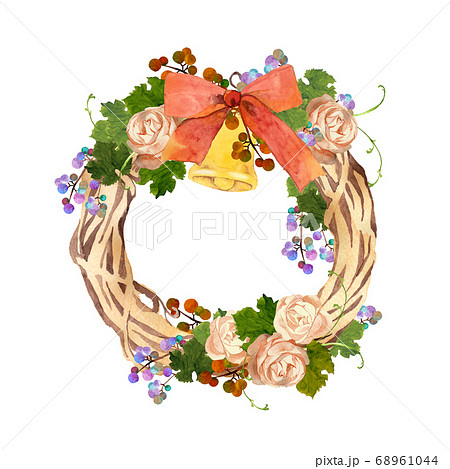 薔薇のリース 水彩イラストのイラスト素材 薔薇のリース 水彩イラストのイラスト素材
