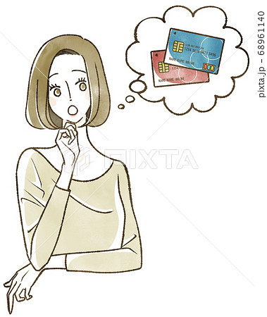 考えている女性　クレジットカード 68961140