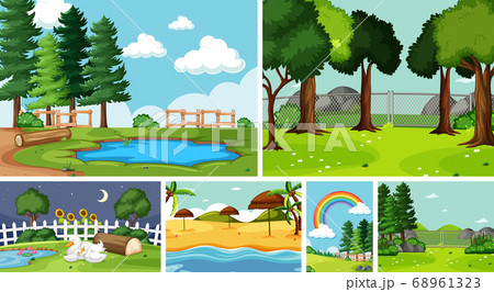 Six nature scenes with different locations Six nature scenes with different locations 68961323