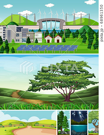 Six different scenes in nature setting cartoon 68961350