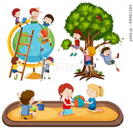 Happy children at playground Happy children at playground 68961383