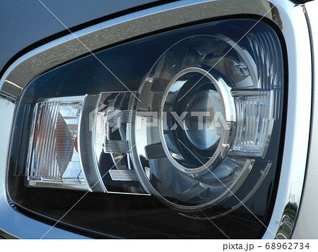 軽自動車のディスチャージヘッドランプの写真素材