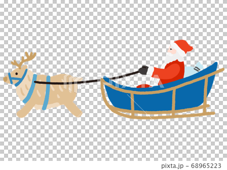 Santa Claus and reindeer pulling a sled 68965223
