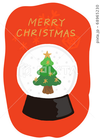 クリスマスカード クリスマスツリーのスノードームのイラスト素材