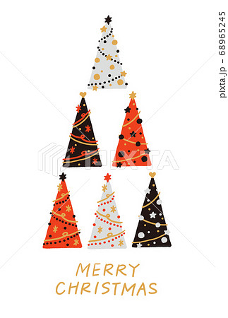 おしゃれなクリスマスツリーのクリスマスカード 縦長のイラスト素材