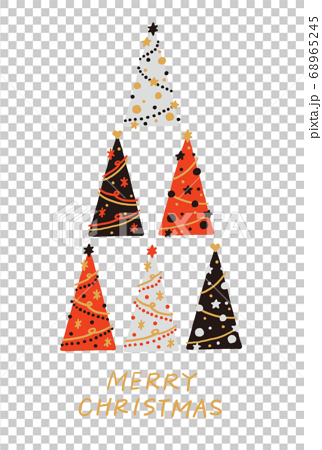 おしゃれなクリスマスツリーのクリスマスカード 縦長のイラスト素材 68965245 Pixta