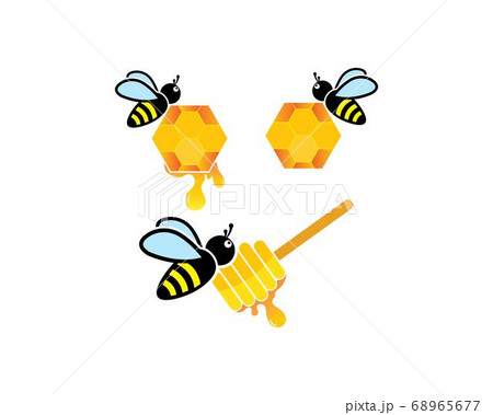 Honey Bee Logo Template Vector Icon のイラスト素材