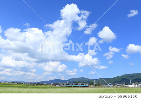 大糸線 夏ソバの花咲く田園を行く普通列車 大糸線 夏ソバの花咲く田園を行く普通列車 68966150