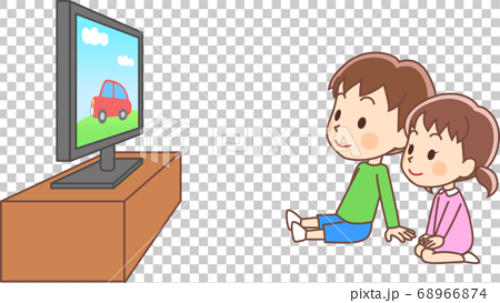 cartoon girl watching tv
