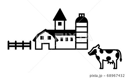 牧場と牛のアイコン素材 牧場と牛のアイコン素材 68967432