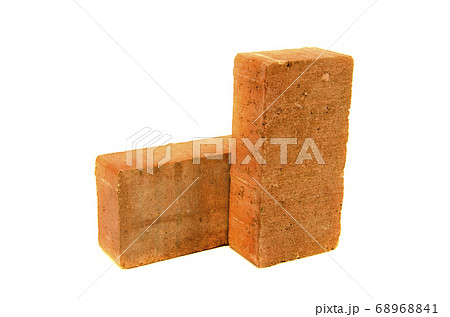 red clay  brick isolated on white background 68968841