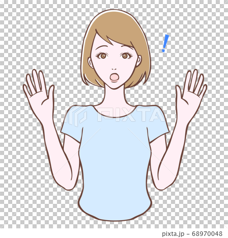 若い女性 びっくりポーズのイラスト素材