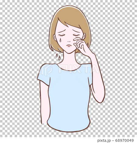 若い女性　泣いているポーズ 68970049