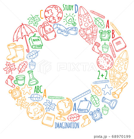 Back To School Background. Back to school super shopping. Super sale. Vector illustration. Pattern of welcome back to school. Back To School Background. Back to school super shopping. Super sale. Vector illustration. Pattern of welcome back to school. 68970199