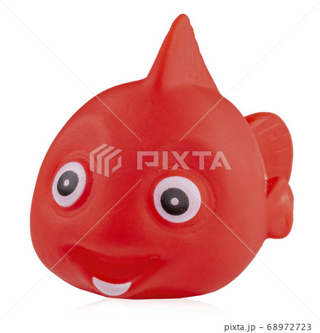 Red rubber fish isolated on white background. Red rubber fish isolated on white background. 68972723