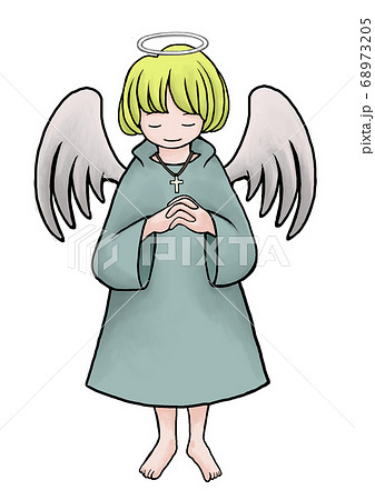 お祈りをする天使の子供のイラスト素材 6735