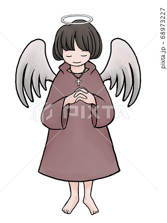 お祈りをする天使の子供のイラスト素材