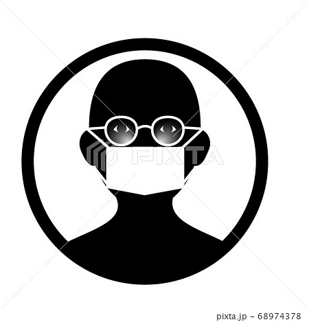 アイコン化したマスクのせいでメガネが曇ってしまった人のイラスト素材