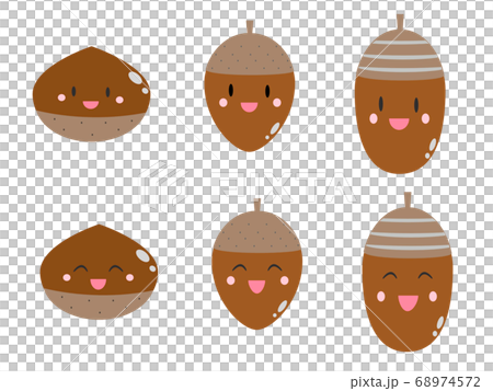 栗とどんぐりのキャラクターのイラスト素材