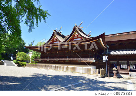 【備中国一宮】吉備津神社 真夏の青空と国宝の社殿 岡山県岡山市北区 【備中国一宮】吉備津神社 真夏の青空と国宝の社殿 岡山県岡山市北区 68975833