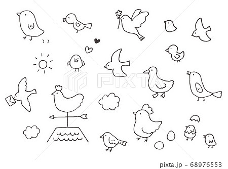 Hand Drawn Loose Bird Illustration Monochrome Stock Illustration