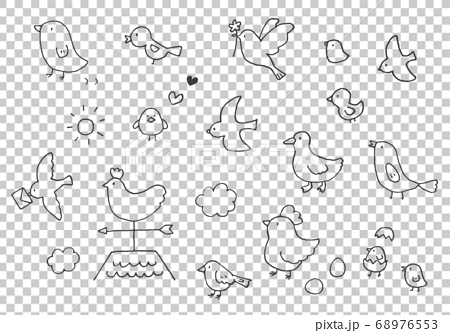 Hand Drawn Loose Bird Illustration Monochrome Stock Illustration
