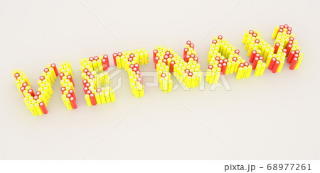 VIETNAM text made with many batteries. Electrical technologies related 3d rendering VIETNAM text made with many batteries. Electrical technologies related 3d rendering 68977261