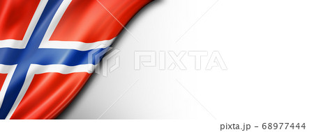 Norwegian flag isolated on white banner 68977444