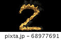 Burning number Two on a black background. 3d rendering 68977691