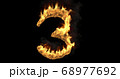 Burning number three on a black background. 3d rendering 68977692