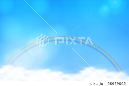 青空と雲と虹の背景イラストのイラスト素材