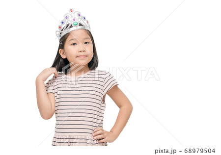 Asian cute girl wearing a crown and a brown dress 68979504