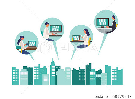 テレワークで繋がる人々のイラスト 68979548