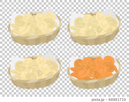 Illustration set of potato chips in a basket Illustration set of potato chips in a basket 68981710