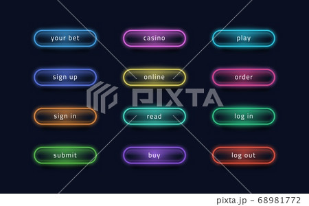Light buttons. Glowing neon UI elements for...のイラスト素材 [68981772] - PIXTA
